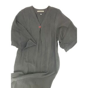 Ocean+Main Los Angeles Kaftan Dress S/M Black Excellent Cotton Gauze V-Neck